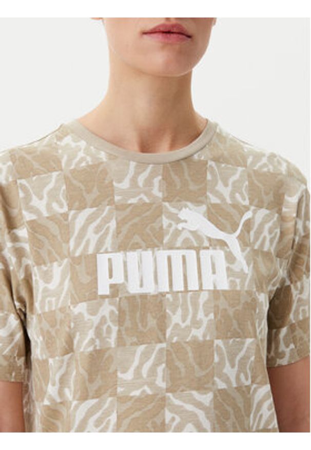 Puma T-Shirt Ess Graphic 685070 Beżowy Loose Fit. Kolor: beżowy. Materiał: bawełna