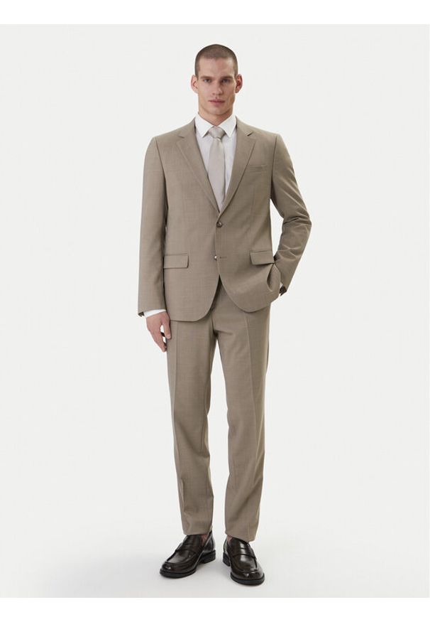 Hugo - HUGO Garnitur Henry/Getlin232X 50557616 Beżowy Slim Fit. Kolor: beżowy. Materiał: syntetyk