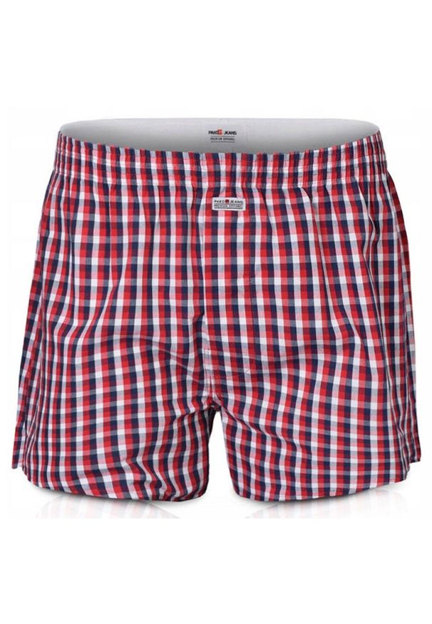 Luźne Męskie Bokserki, Bawełniane - Pako Jeans - Czerwień, Kratka. Kolor: czerwony. Materiał: bawełna. Wzór: kratka