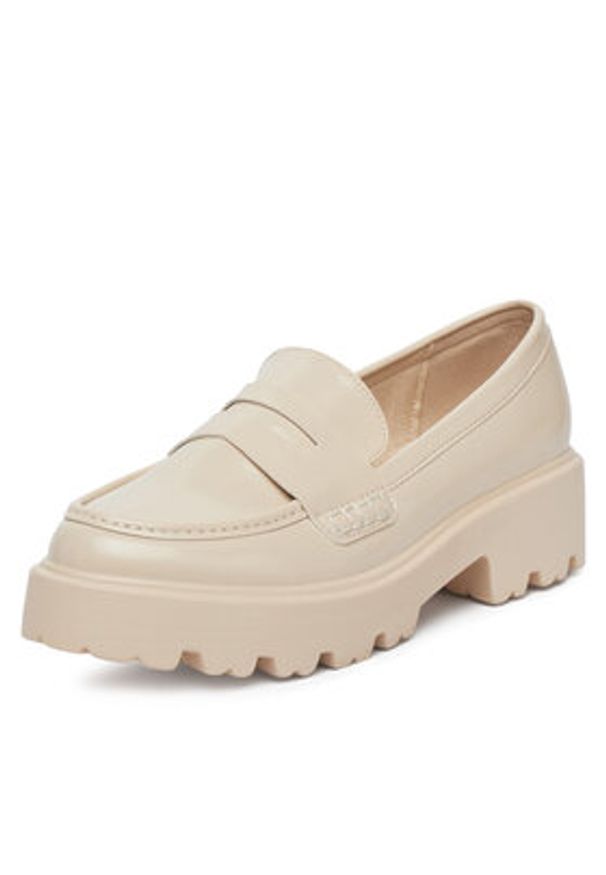 DeeZee Loafersy LE601-2 Beżowy. Kolor: beżowy. Materiał: skóra