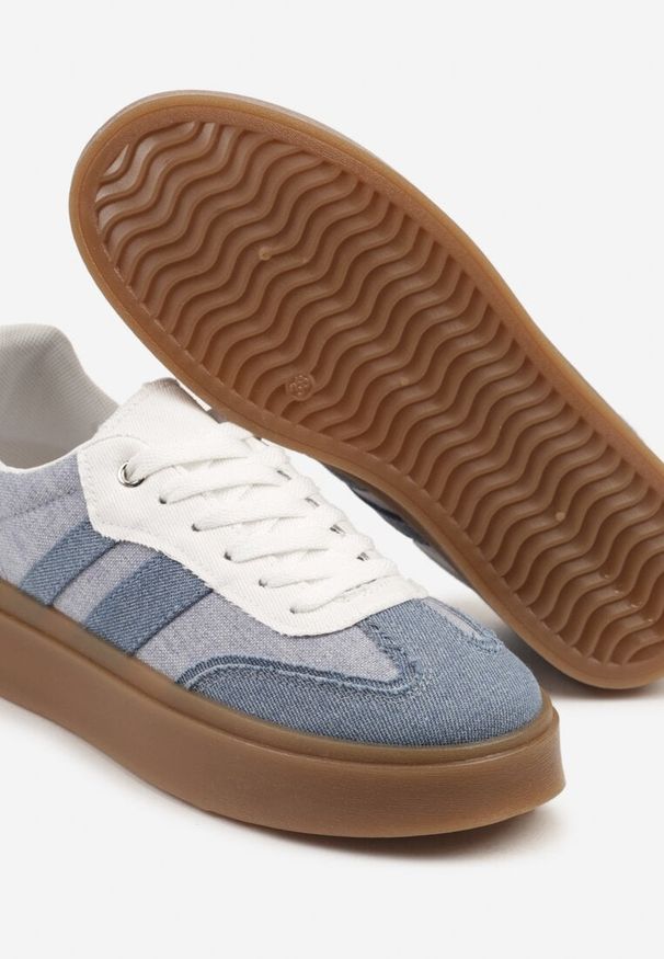 Renee - Niebieskie Sneakersy Tenisówki na Kauczukowej Podeszwie Ardisora. Okazja: na co dzień. Kolor: niebieski. Materiał: kauczuk. Wzór: aplikacja