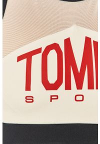 Tommy Sport - Biustonosz sportowy. Kolor: biały. Rodzaj stanika: odpinane ramiączka. Wzór: nadruk #4