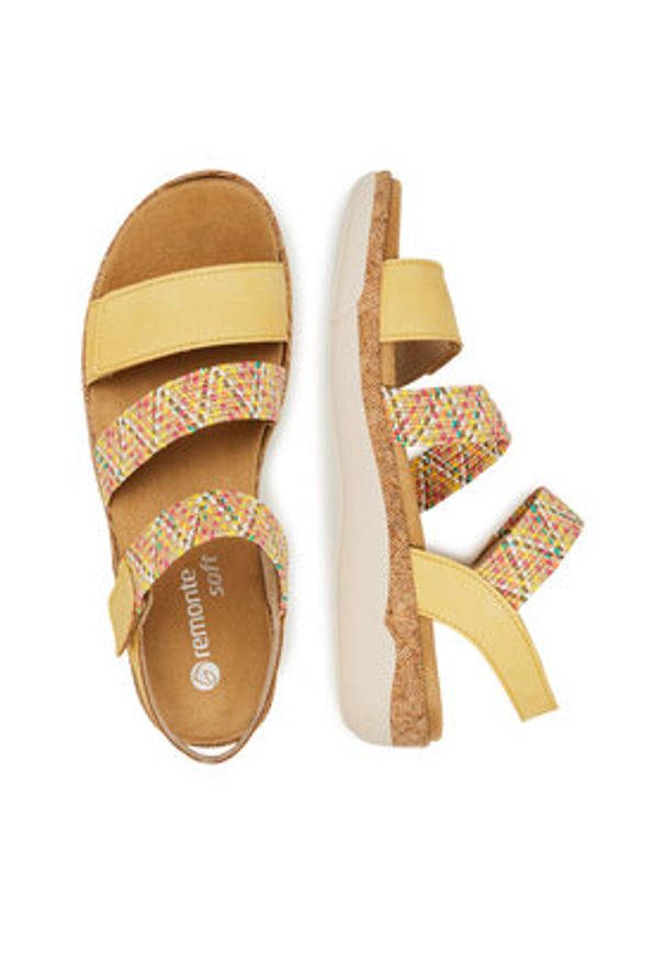 Remonte Sandały R6861-68 Żółty. Kolor: żółty. Materiał: syntetyk, materiał