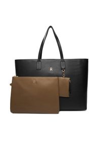 TOMMY HILFIGER - Tommy Hilfiger Torebka Th Icon Tote AW0AW18173 Czarny. Kolor: czarny. Materiał: skórzane #1