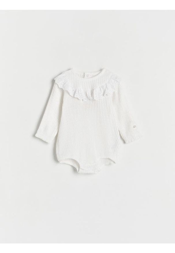 Reserved - Bawełniane body z falbanką - złamana biel. Materiał: bawełna