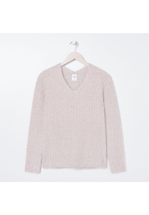 Sinsay - Sweter z błyszczącą nicią - Różowy. Kolor: różowy