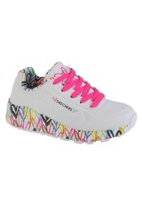 skechers - Buty do chodzenia dla dzieci Skechers Uno Lite Lovely Luv. Okazja: na co dzień. Zapięcie: sznurówki. Kolor: biały. Materiał: syntetyk, materiał, tkanina, guma. Szerokość cholewki: normalna. Sport: turystyka piesza