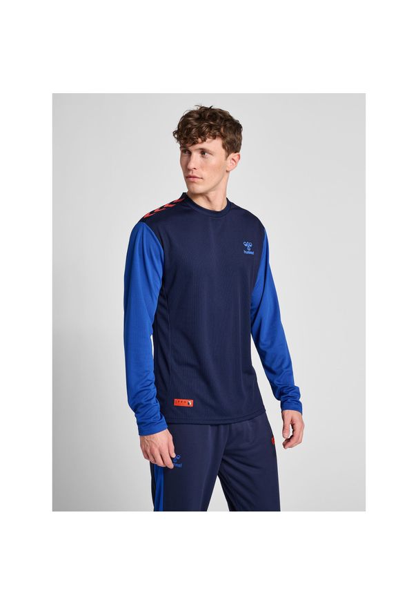 Dżersej z długim rękawem Hummel Pro Grid Game. Kolor: niebieski. Materiał: jersey. Długość rękawa: długi rękaw. Długość: długie. Wzór: nadruk. Sport: piłka nożna