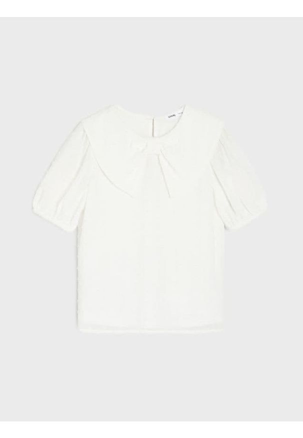 Sinsay - Elegancka bluzka z bufkami - kremowy. Kolor: kremowy. Styl: elegancki