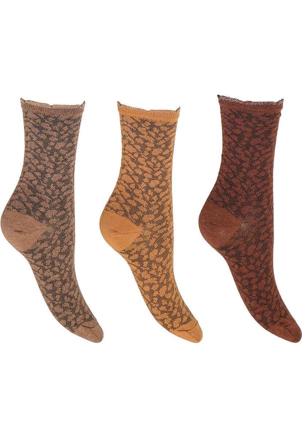 Fila - Woman Lifestyle Normal Plain Socks 3 Pack. Kolor: wielokolorowy, pomarańczowy, brązowy