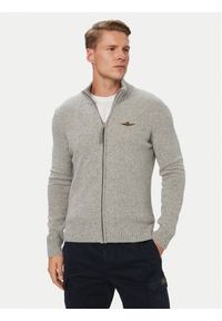 Aeronautica Militare Kardigan 262MA1646UL00924 Szary Regular Fit. Kolor: szary. Materiał: wełna #1