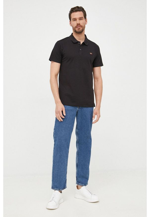 PAUL & SHARK - Paul&Shark polo bawełniane kolor czarny gładki. Typ kołnierza: polo. Kolor: czarny. Materiał: bawełna. Długość: krótkie. Wzór: gładki