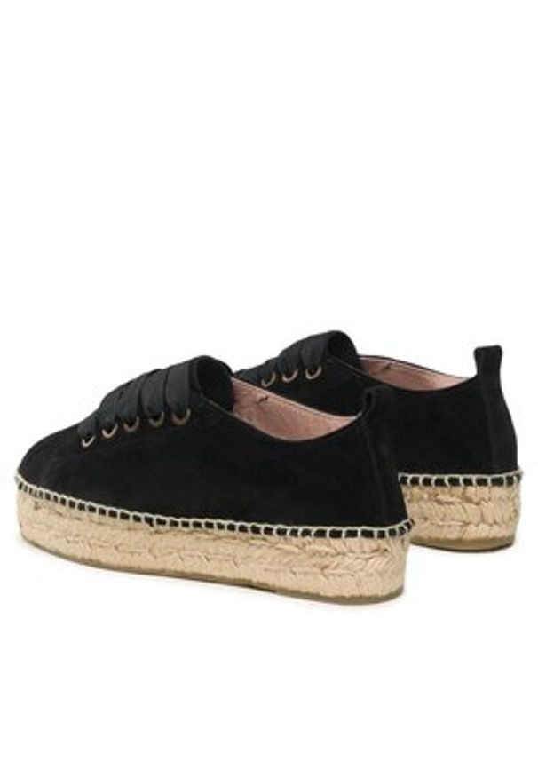 Manebi Espadryle Lace-Up Espadrilles K 1.0 E0 Czarny. Kolor: czarny. Materiał: skóra, zamsz