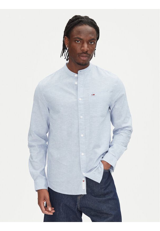 Tommy Jeans Koszula DM0DM20876 Niebieski Regular Fit. Kolor: niebieski. Materiał: len