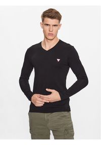 Guess Longsleeve M2YI08 J1314 Czarny Slim Fit. Kolor: czarny. Materiał: bawełna. Długość rękawa: długi rękaw