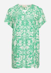 Born2be - Zielona Pudełkowa Sukienka z Wiskozy w Kwiaty z Guzikami Liramiree. Okazja: na co dzień, na spacer, na imprezę. Kolor: zielony. Materiał: wiskoza. Wzór: kwiaty. Typ sukienki: proste. Styl: klasyczny, casual, elegancki #7