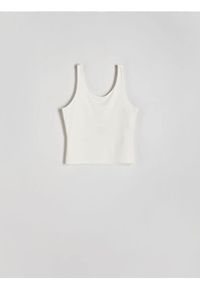 Reserved - Koszulka na ramiączkach z modalem - złamana biel. Materiał: dzianina. Długość rękawa: na ramiączkach
