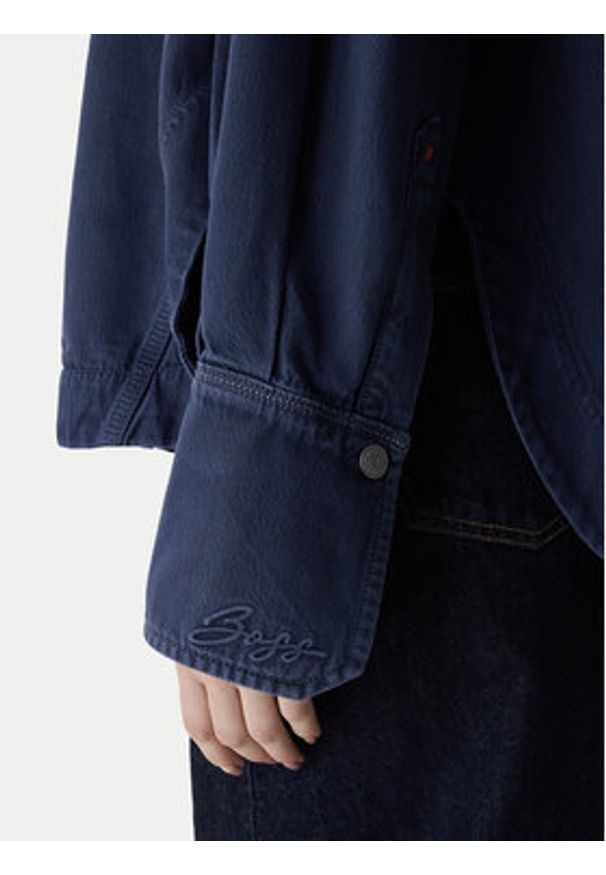 BOSS Koszula jeansowa 50552520 Szary Oversize. Kolor: szary. Materiał: bawełna
