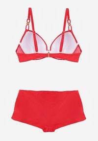 Born2be - Czerwone Bikini z Ozdobnym Marszczeniem Biustonosz i Majtki Typu Bokserki Peiria. Kolor: czerwony #4