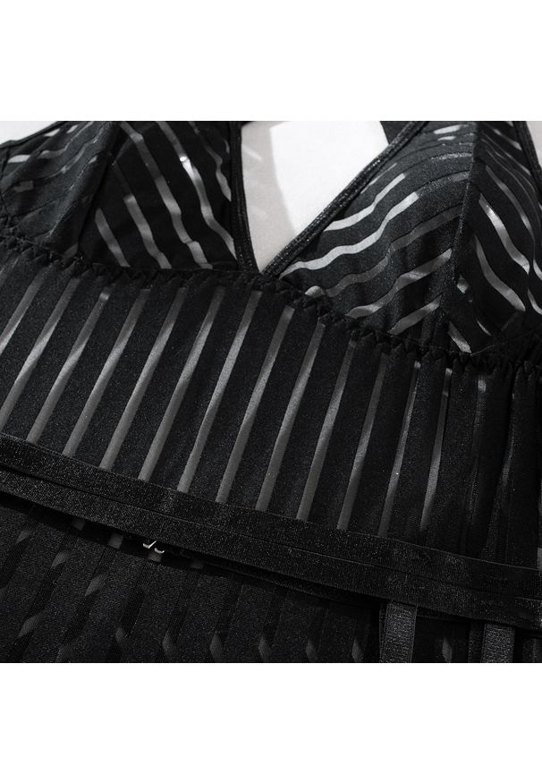 Intica - Body z pasem do pończoch na romantyczne wieczory Annelotte. Kolor: czarny. Materiał: materiał