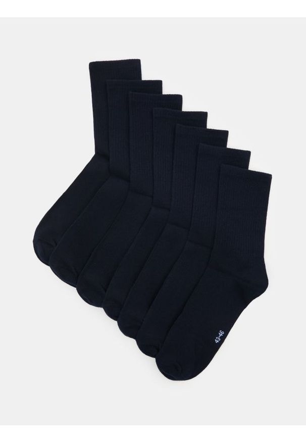 Sinsay - Długie skarpetki OEKO-TEX 7 pack - granatowy. Kolor: niebieski