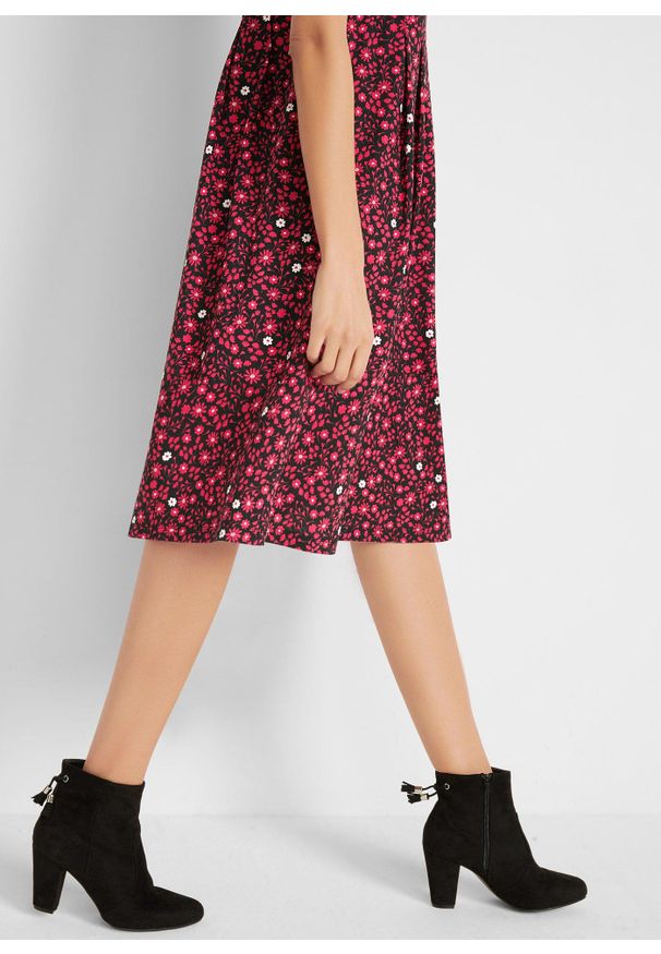 bonprix - Sukienka midi z bawełnianego dżerseju. Kolor: czarny. Materiał: jersey, bawełna. Długość: midi