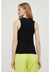 TOMMY HILFIGER - Tommy Hilfiger top damski kolor czarny. Kolor: czarny. Materiał: włókno, dzianina. Długość rękawa: na ramiączkach. Wzór: gładki #3