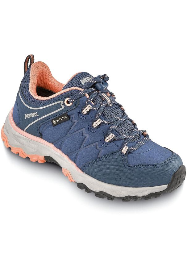 Buty trekkingowe dziecięce MEINDL Ontario Junior GTX, z membraną Gore-Tex. Kolor: niebieski. Technologia: Gore-Tex. Sport: turystyka piesza