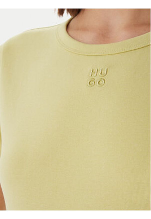 Hugo - HUGO T-Shirt Deloris 50512002 Beżowy Regular Fit. Kolor: beżowy. Materiał: bawełna