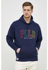 Polo Ralph Lauren bluza męska kolor granatowy z kapturem z aplikacją. Typ kołnierza: kaptur, polo. Kolor: niebieski. Wzór: aplikacja #5