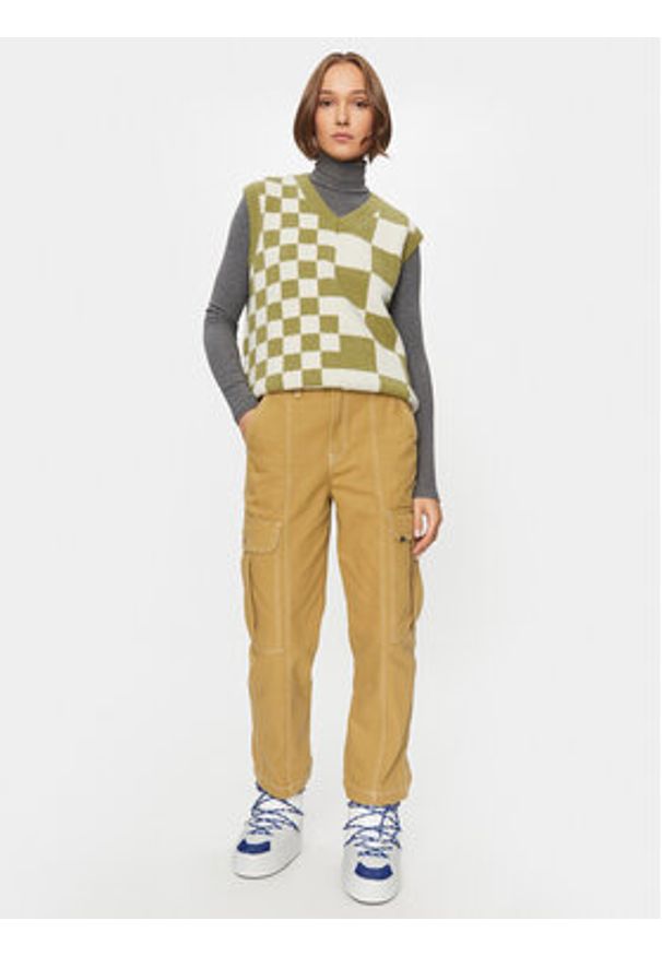 Vans Spodnie materiałowe Sidewalk Pant VN000GWNBYA1 Beżowy Loose Fit. Kolor: beżowy. Materiał: bawełna