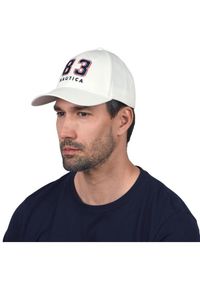 Nautica - Czapka z daszkiem Mediterranean Strapback Cap - biała. Kolor: biały. Wzór: haft. Styl: street