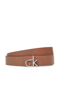 Calvin Klein Pasek Damski Ck Logo Reversible Belt 3.0 K60K613074 Brązowy. Kolor: brązowy. Materiał: skóra