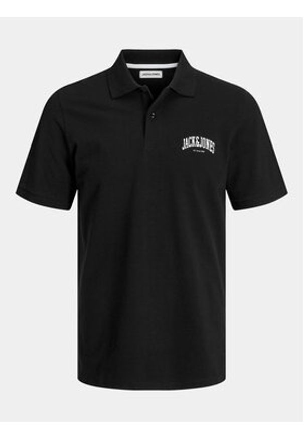 Jack & Jones - Jack&Jones Polo Josh 12247387 Czarny Standard Fit. Typ kołnierza: polo. Kolor: czarny. Materiał: bawełna