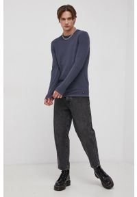 Tom Tailor Sweter bawełniany męski kolor granatowy. Kolor: niebieski. Materiał: bawełna. Długość rękawa: długi rękaw. Długość: długie
