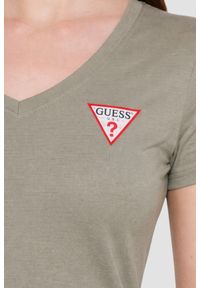 Guess - GUESS Zielony damski t-shirt Mini Triangle, Rozmiar XS. Kolor: zielony #2