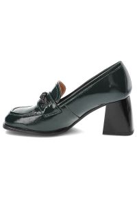 Zielone Półbuty Simen Eleganckie Skórzane Buty Na Obcasie. Zapięcie: klamry. Kolor: zielony. Materiał: skóra. Obcas: na obcasie. Styl: elegancki. Wysokość obcasa: średni #6