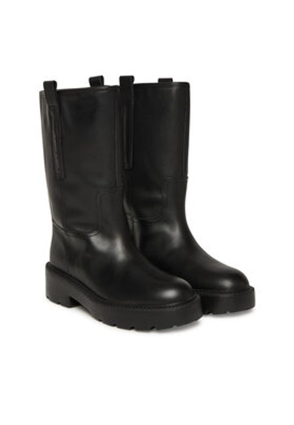 Tommy Jeans Botki Tjw Leather Mid Tubular Boot EN0EN02834 Czarny. Kolor: czarny. Materiał: skóra