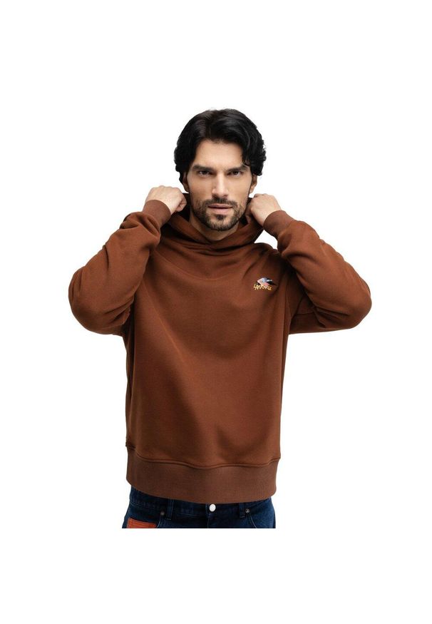SIROKO - Męska bluza z kapturem Siroko Hoodart Brown. Typ kołnierza: kaptur. Kolor: brązowy. Materiał: prążkowany, materiał