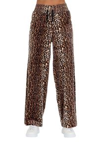 Juicy Couture - JUICY COUTURE Spodnie dresowe Bexley Leopard Velour Track Pants. Kolor: brązowy. Materiał: dresówka #6