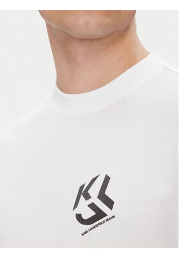 Karl Lagerfeld - KARL LAGERFELD T-Shirt A2M17072 Biały Regular Fit. Typ kołnierza: dekolt w karo. Kolor: biały. Materiał: syntetyk