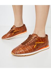 KENNEL&SCHMENGER - Skórzane sneakersy z kontrastową podeszwą. Kolor: brązowy. Materiał: skóra