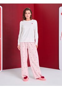 Sinsay - Bawełniana piżama dwuczęściowa z nadrukiem - kremowy. Kolor: kremowy. Materiał: bawełna. Wzór: nadruk #1