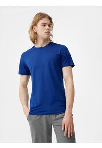 4f - Koszulka treningowa szybkoschnąca męska. Kolor: niebieski. Materiał: włókno, dzianina, skóra. Sport: fitness