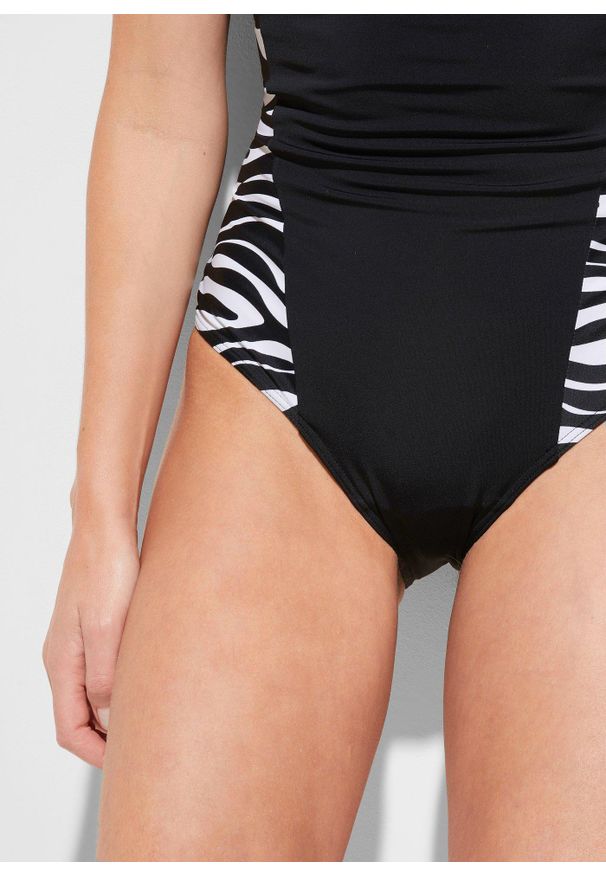 bonprix - Kostium kąpielowy shape z poliamidu z recyklingu, średni stopień modelowania sylwetki. Kolor: czarny. Materiał: poliamid