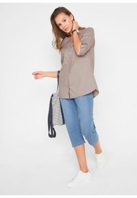 bonprix - Bluzka z domieszką lnu i rękawami 3/4. Kolor: szary. Materiał: len #3