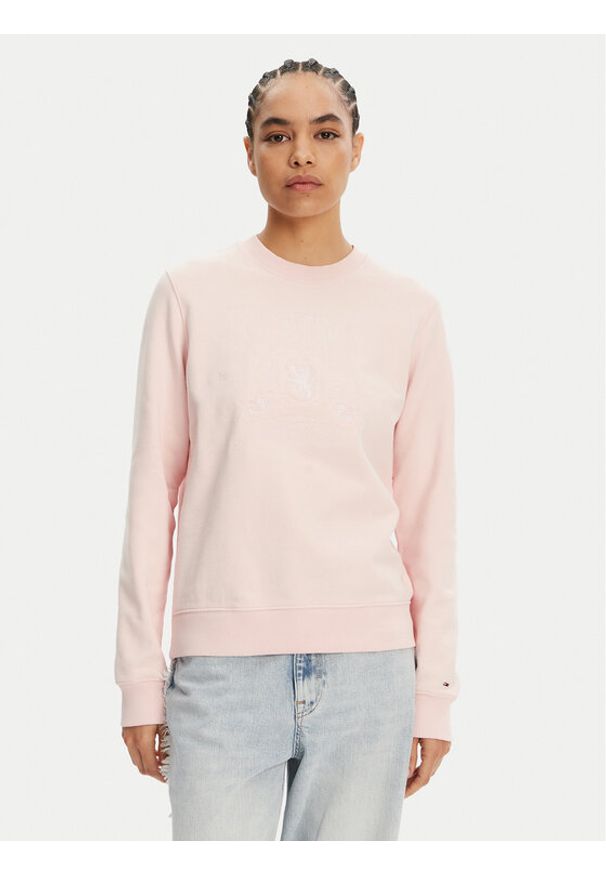 Tommy Jeans Bluza Tonal Crest DW0DW20637 Różowy Regular Fit. Kolor: różowy. Materiał: bawełna