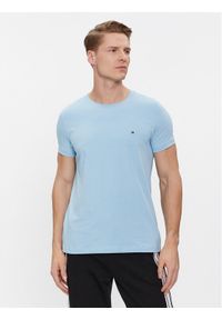 TOMMY HILFIGER - Tommy Hilfiger T-Shirt MW0MW10800 Błękitny Slim Fit. Kolor: niebieski. Materiał: bawełna