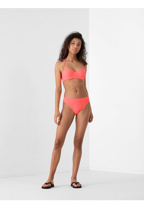 4f - 4F Kostium kąpielowy damski (dół) XS. Kolor: różowy. Materiał: dzianina, materiał. Wzór: gładki