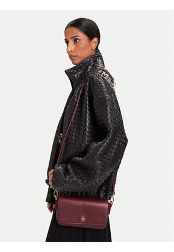 TOMMY HILFIGER - Tommy Hilfiger Torebka Th Icon Conv AW0AW17677 Bordowy. Kolor: czerwony. Materiał: skórzane